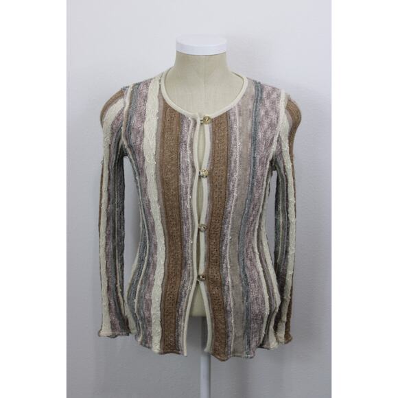 Simply Natural Cardigan Alpaca Long Sleeve Sweater Gray Brown Peru Size S - Picture 5 of 13